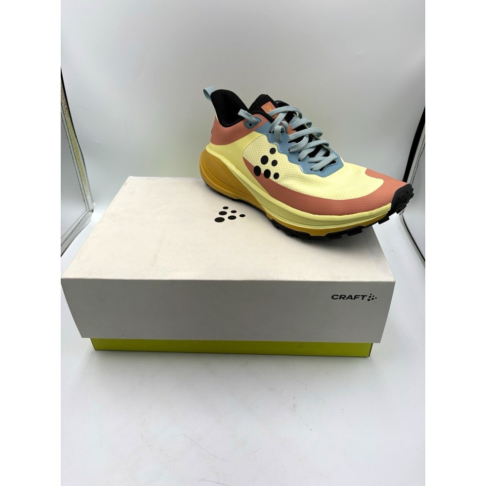 CRAFT Trail Running Low Lace-Up Sneakers Yellow/Pink/Blue Rubber Mens Size 9.5